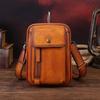Real Leather Messenger Bag, Cowhide Phone Case, Handcrafted Single-shoulder Crossbody Bag, Men's Retro Bag Casually