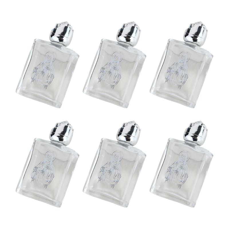 6PCS Elegant Glass Holier Water Container Bottles For Travel Leakproofs Design Christian Home Decors Christian Gift