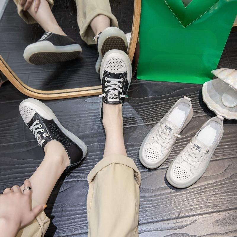 Perforated Breathable Shoes, Women's Soft-soled Single Shoes, Casual Shoes, Flat Board Shoes Devotion