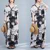 Sommer Damen Übergröße Kleid V-Ausschnitt Bohemian Blumendruck Locker Oversize Maxi Sommerkleid Groß 5104