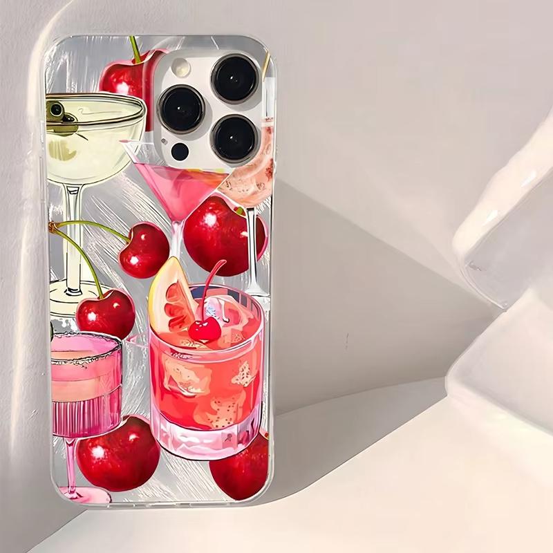 Fruit Juice & Cherry Pattern Phone Case For Samsung Galaxy S26 S24 S25 S23 Ultra S22 S21 Plus FE A15 A34 A35 A50 A54 A55 Cover