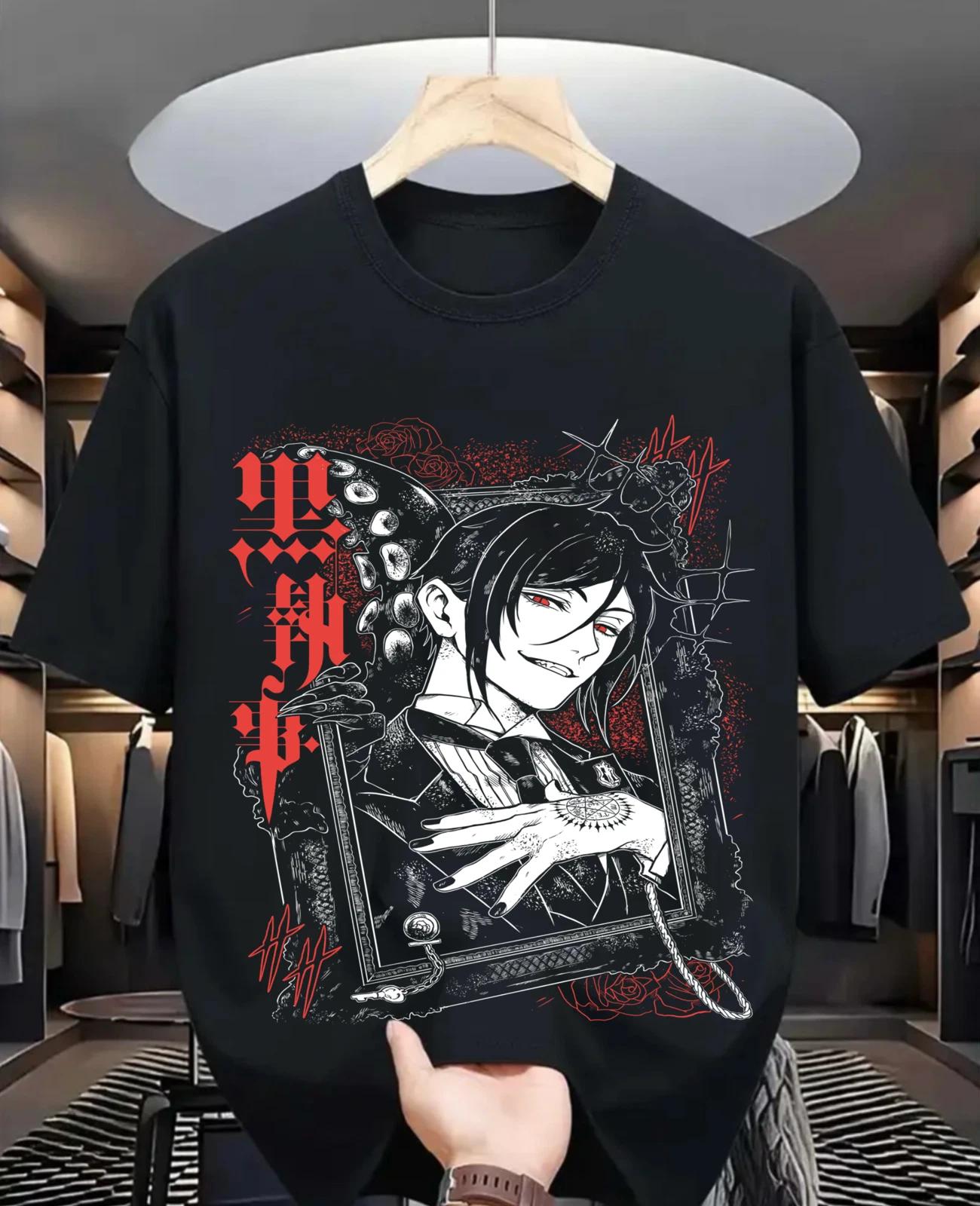 Футболка Black Butler Себастьян Сиэль Тобосо Яна Каваи Аниме Футболка Все Размеры 4XL