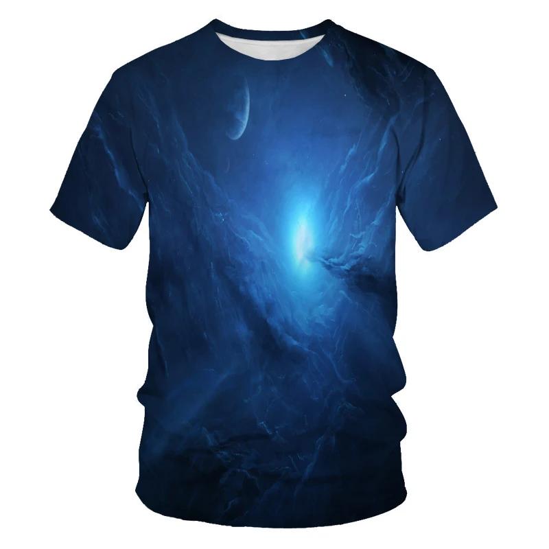 Women Brilliant Starry Sky Graphic T Shirts for Men Fashion Universe Planet Pattern T-shirt Personality Hip Hop Print T-shirts