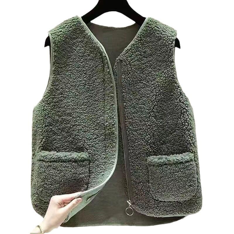 Mom Clothing Lamb Plush Vest Women Wear Autumn and Winter New Granular Velvet Fur Integrated Chinese Vest Women