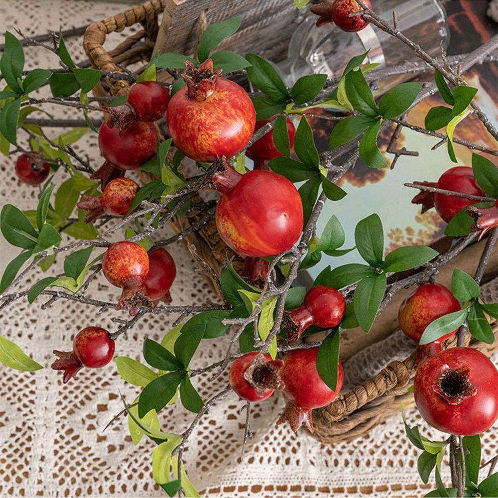 6-Fruit Artificial Pomegranate Branches Realistic Fake Plants  Chinese New Year Decor