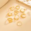 Irregular Exaggerated Punk Retro Ring Set Boho Hollow Out Jewelry Gifts Accessories for Woman Girl Geometric Metal Opening Rings Gold Silver Color