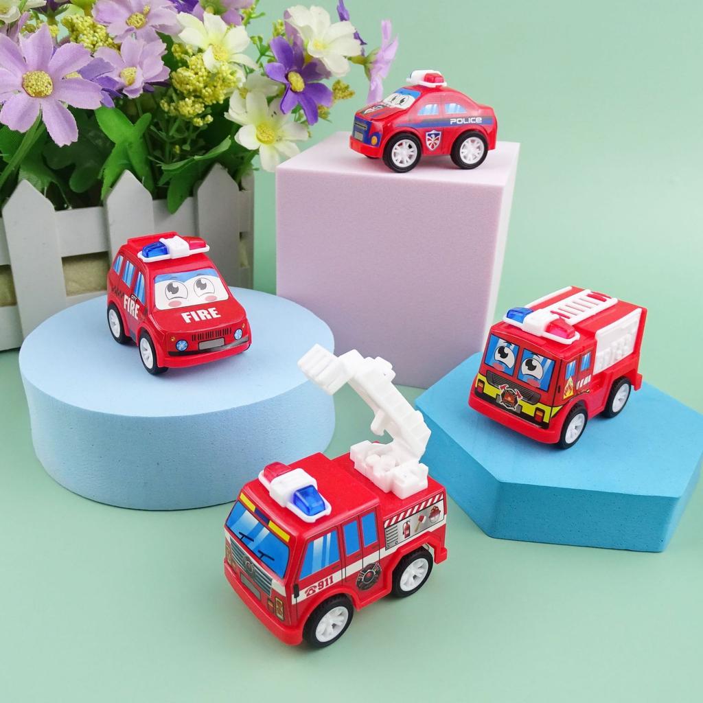 High-Quality 6Pcs High-Quality Cartoon Compact Size High-Quality Pull High-Quality Back High-Quality Fire High-Quality Truck High-Quality Police
