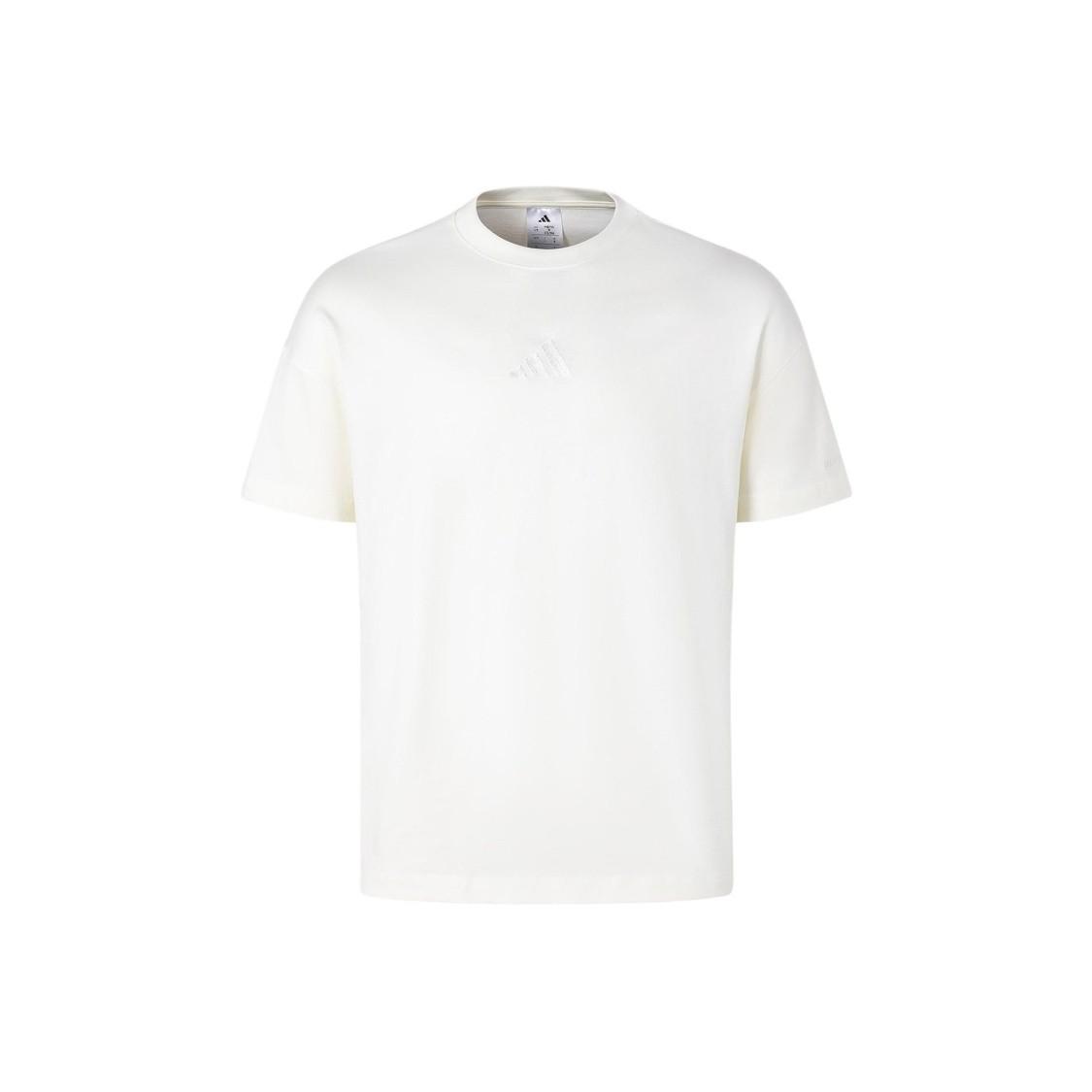 adidas casual breathable simple round-neck short-sleeve T-shirt for men, white XXXL