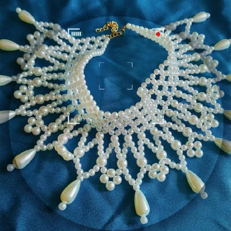 Elegant Layered Pearls Shoulder Necklace Choker for Women Proms Party Wedding Dresses Beaded Shawl Body Jewelry Collar