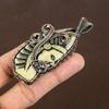 Natural Tribal Bone Face Cameo Handmade Copper Wire Wrap Pendant 3.15" n6C21