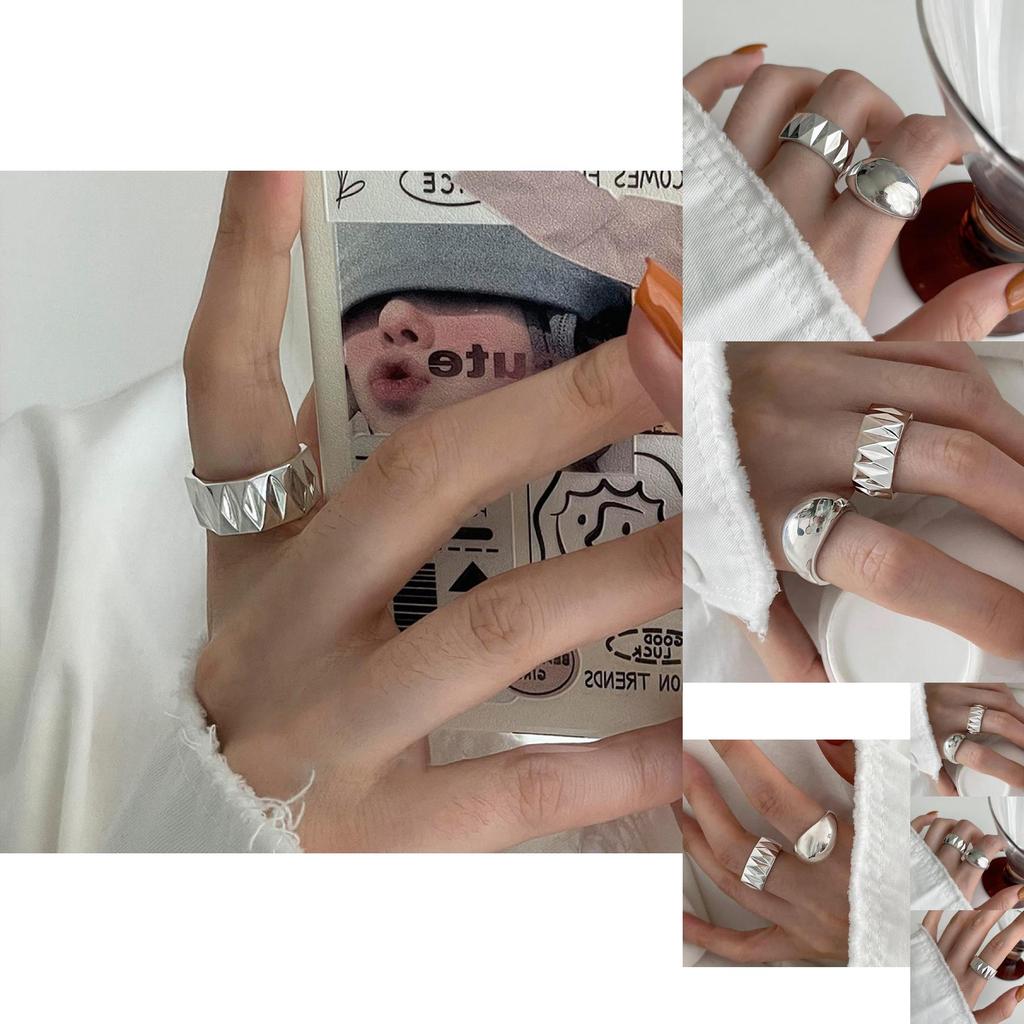 Trendy Korean Style Adjustable Copper Ring With Geometric Design For Women
