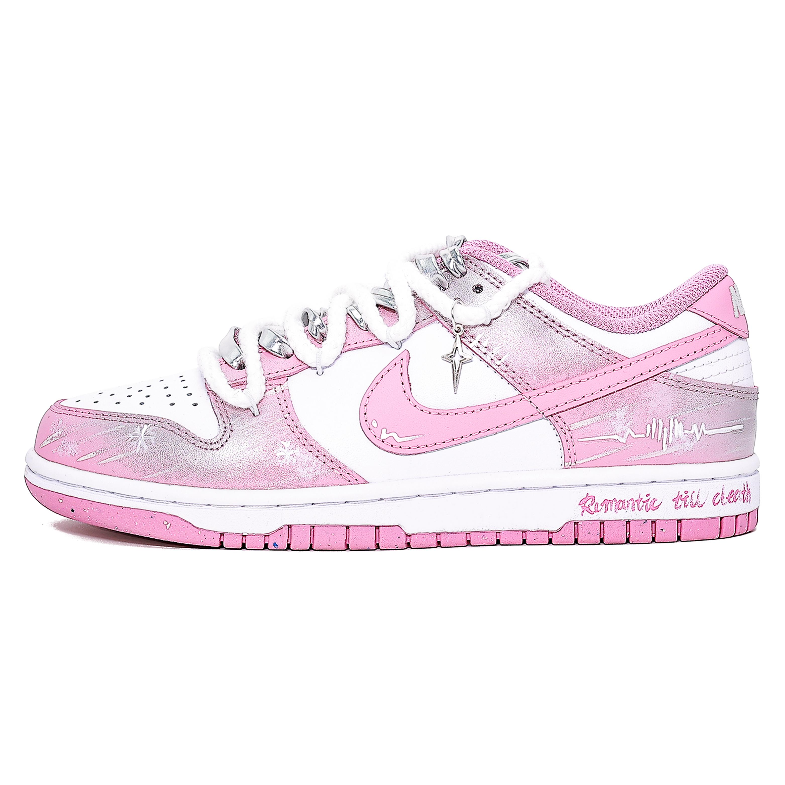 

Nike Dunk Leather Abrasion Resistant Low top Skateboard Shoes Women s Silver Pink DD1873-112(Team631-) 40.5