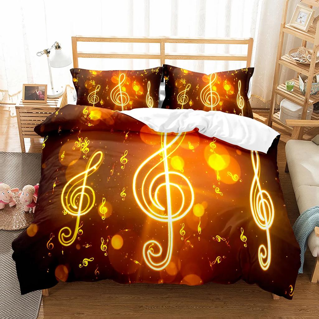 Piano Pattern Duvet Cover Microfiber Classic Music Themed Bedding Set Musical Pattern Geometric Stripe King Quilt Cover