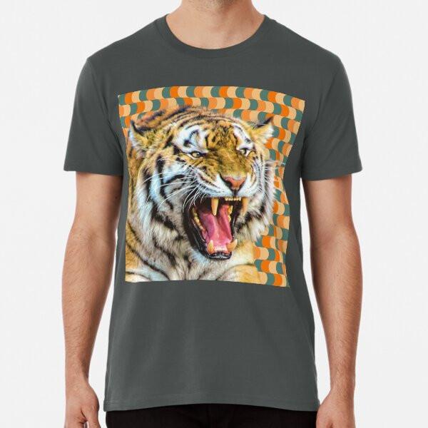 Roaring Tiger with Retro Background   S To 5XL Made In the AU/USA T-Shirt