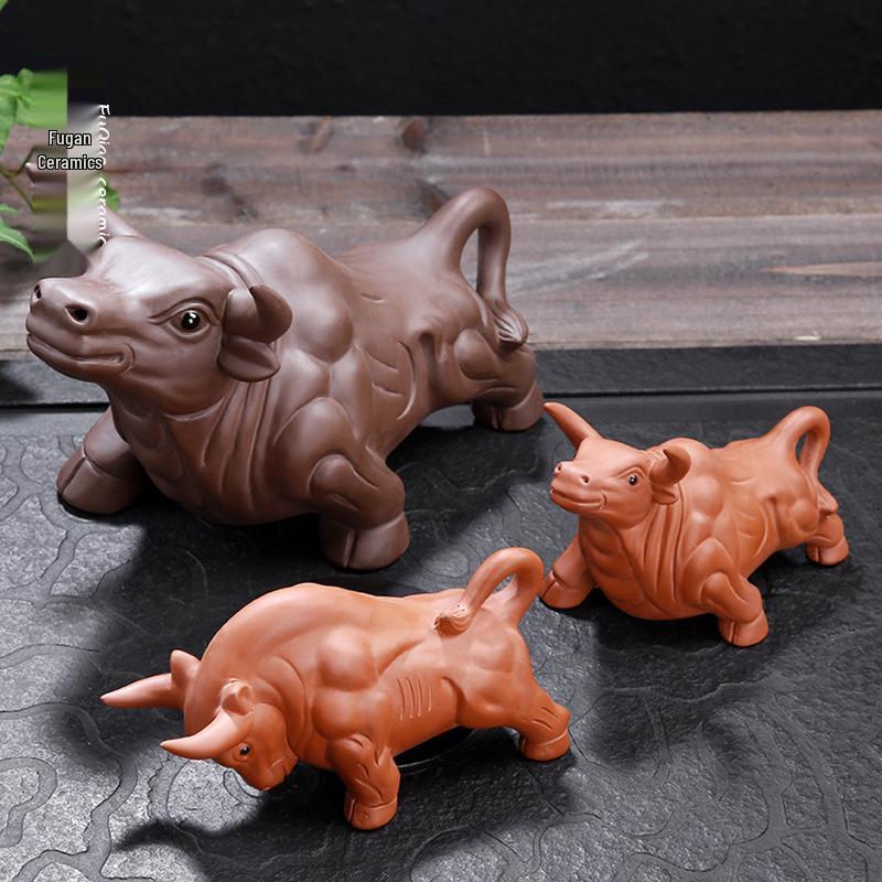 Handmade Large Purple Clay Ox Tea Pet for Kung Fu Tea Ceremony