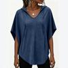 Women's Casual Loose-Fit Hooded V-Neck T-Shirt with Dolman Sleeves