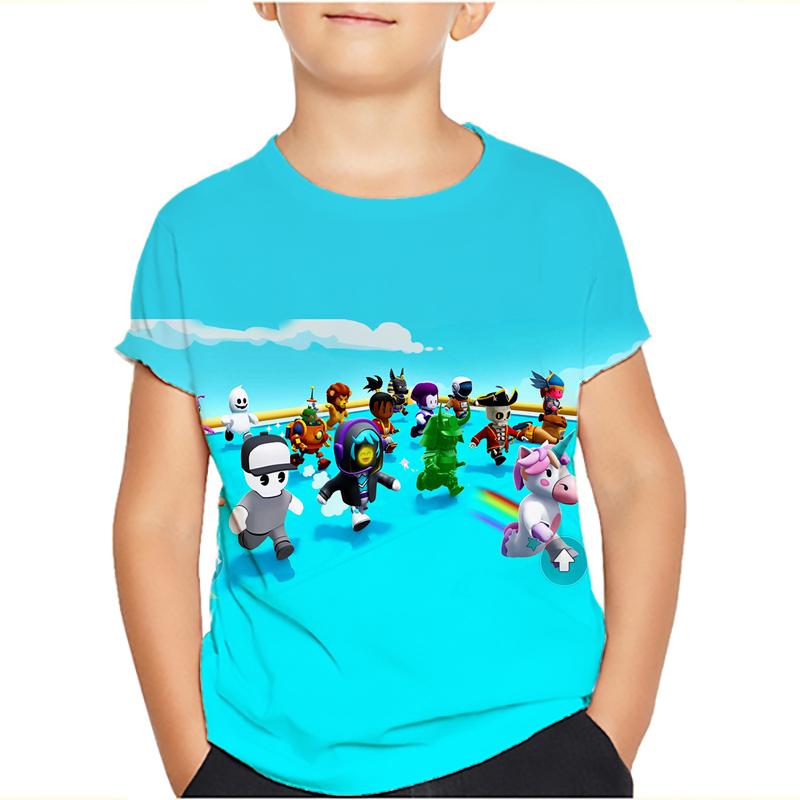 Çocuklar Stumble Erkekler Tişörtleri Stumble Oyunu Karikatür 3D Baskı Kısa Kollu Erkek/Kız O-Yaka Moda Tişört Erkek Çocuk Tişörtleri Üstler Giyim