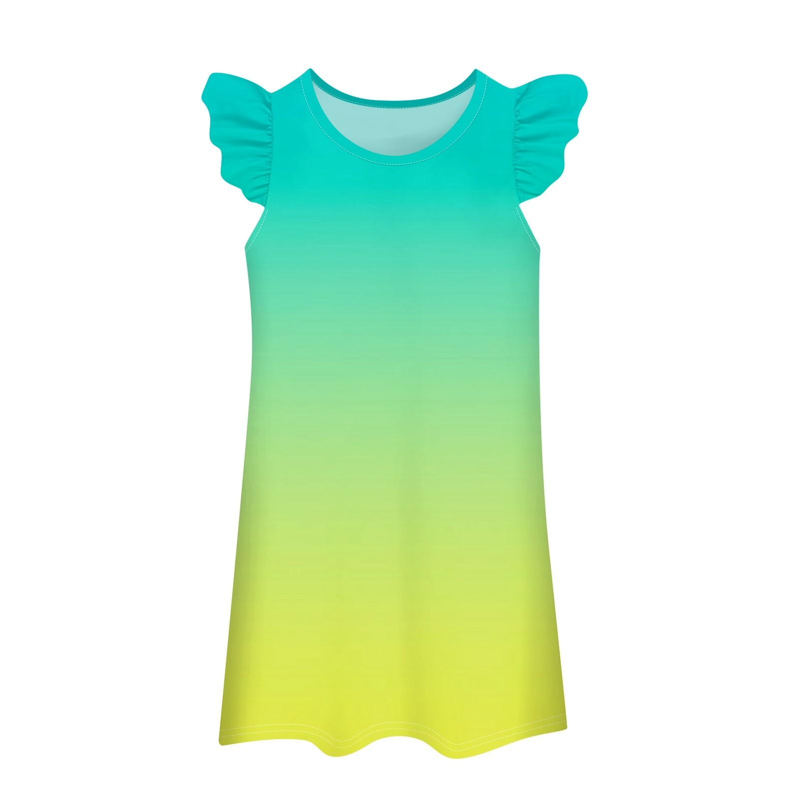 

Детское платье, юбка с развевающимися рукавами, однотонное повседневное платье 100 циан