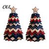 DIY Fabric Ornament Set Quilted Christmas Tree Craft Kit, Vintage Patchwork Handmade Xmas Sewing Set, Tabletop Holiday Decor for Beginners Adults Kids