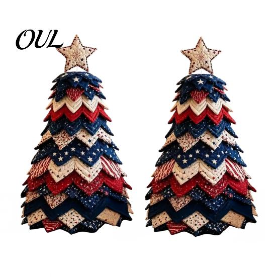 DIY Fabric Ornament Set Quilted Christmas Tree Craft Kit, Vintage Patchwork Handmade Xmas Sewing Set, Tabletop Holiday Decor for Beginners Adults Kids