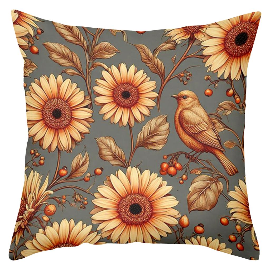 Floral and Bird Patterned Throw Pillows for Home Decor Polyester Pillowcase, Sofa Decorative Cushion Cov Headboard Pillow