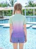 New Women's Sporty Gradient Slimming Beach & Resort Swimsuit - Breathable, Conservative, with Belly Coverage