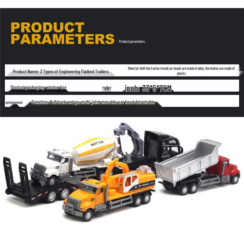 Children's Alloy Transport Toy: Pull-Back Fire Truck, Trailer, Tank & Excavator