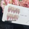 Handmade Pink Gel Press-On Nails - Long, Skinny Cat Eye Design