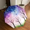 1pc night sky trees Automatic Folding Umbrella, Heavy Duty 8 Rib Iron Frame,  Suitable for Travel, Daily Use, Birthday, Decor Gift  04