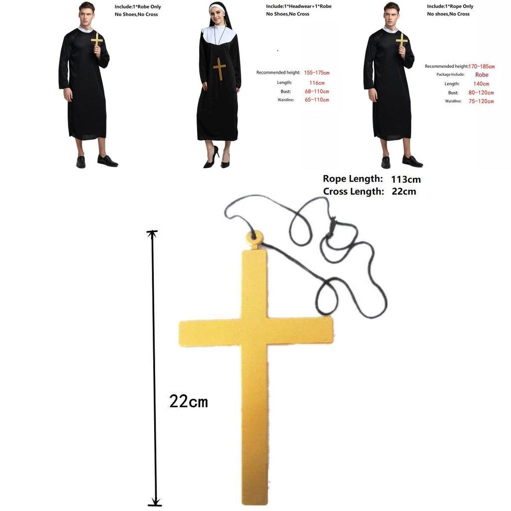Costume Priest Godfather Women Men Halloween Fancy Dress Stage Cosplay Robe