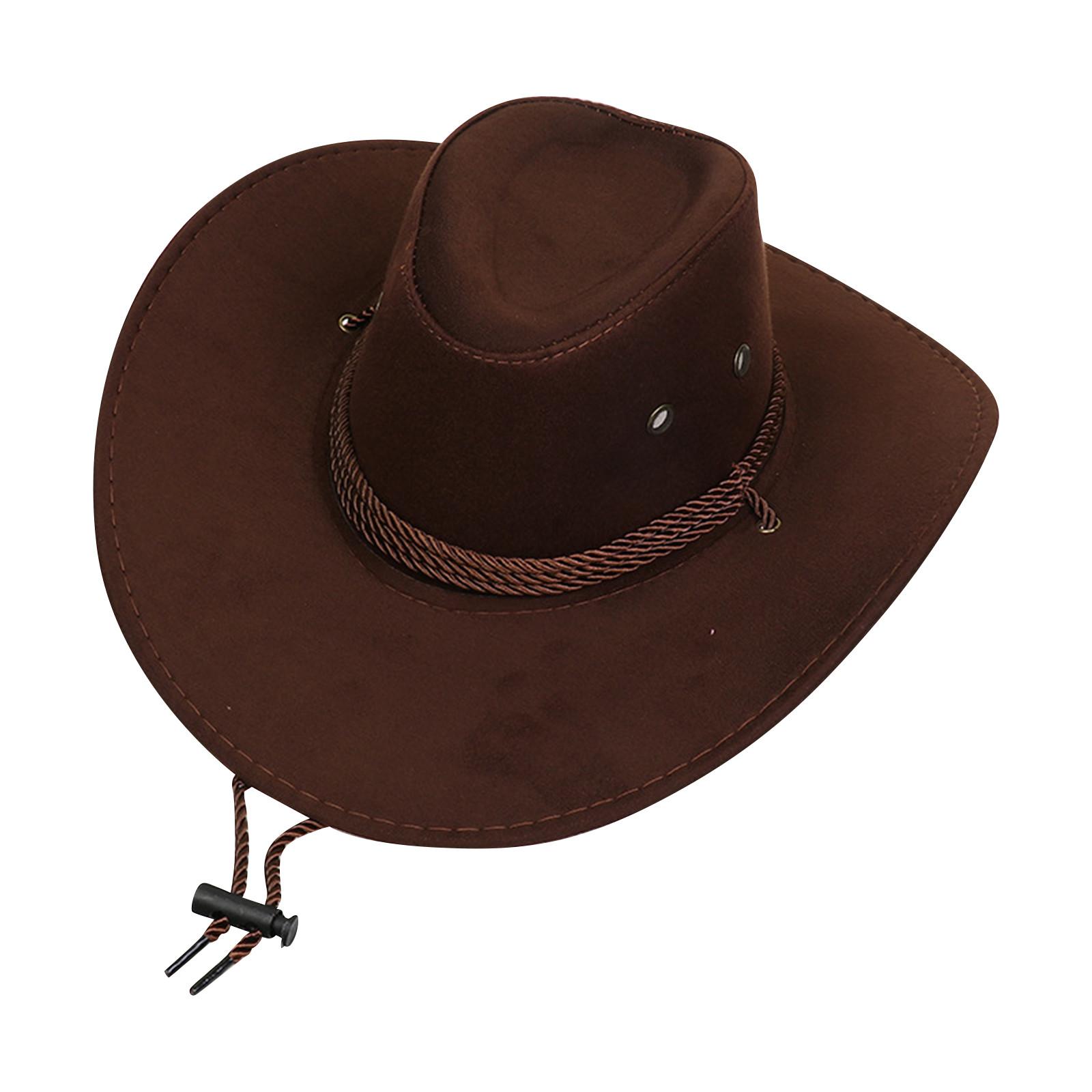 

Летняя мужская шляпа от солнца, большая ковбойская шляпа в стиле вестерн, шляпа для верховой езды, шляпа для кемпинга на открытом воздухе, шляпа из искусственной кожи, крутая шляпа One Size коричневый