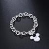 Braccialetto con Ciondolo Topolino in Argento S925 da 8 Pollici 20cm per Donne Ragazze Regalo di Gioielli per San Valentino Matrimonio
