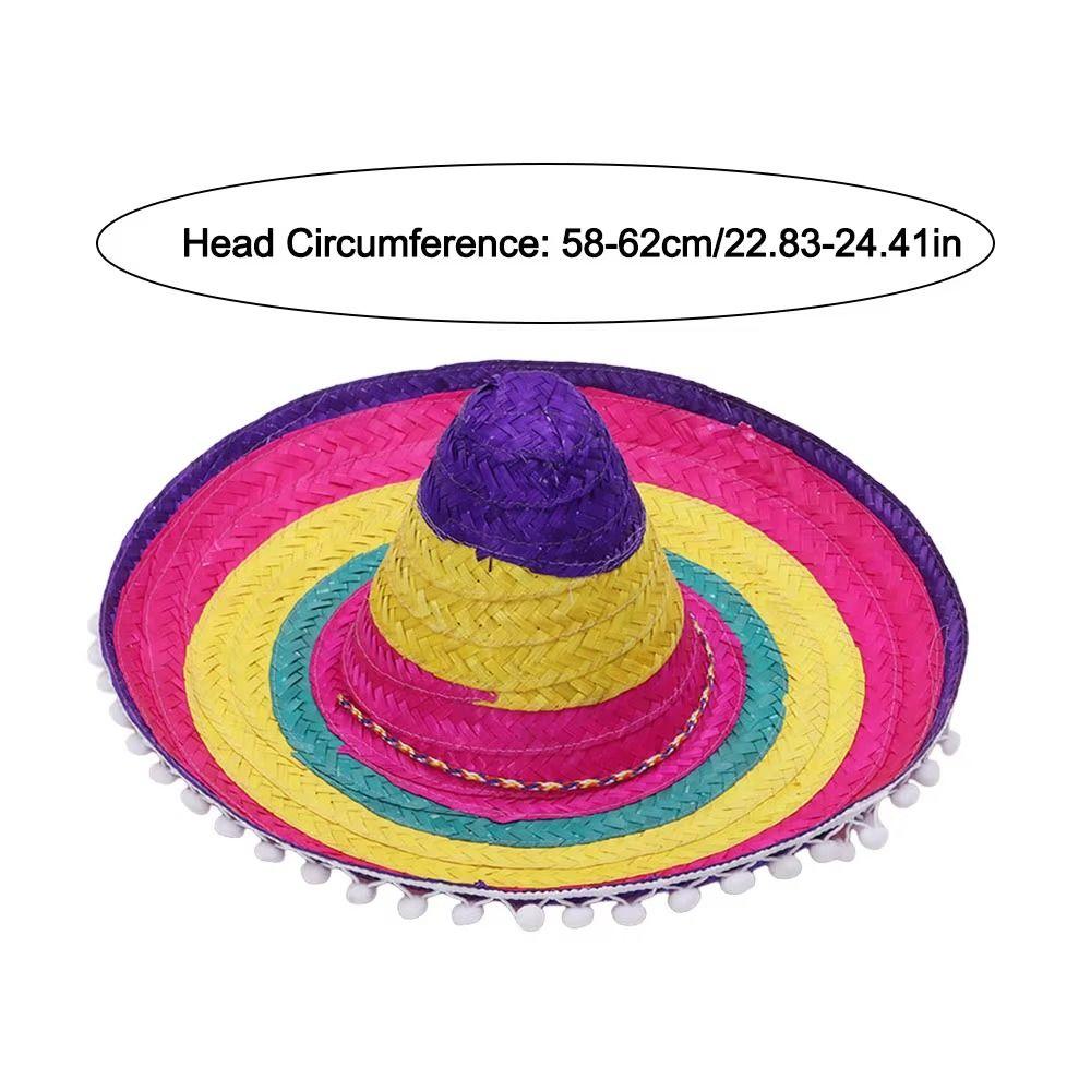 Wide Brim Mexican Party Hat Natural Straw Carnival Sombrero Outdoor Mexican Straw Hats  Men Women