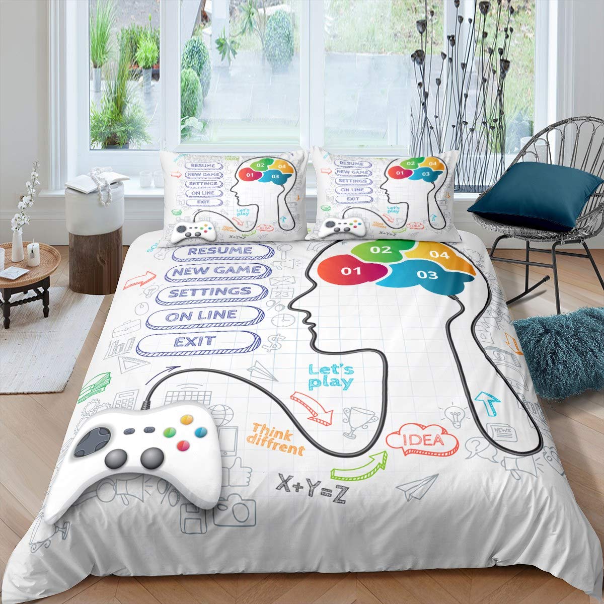 

Покрывало на пододеяльник Цветочный и Человеческий мозг Шалфейно-зеленый Винтажный Тема Математики Науки Украшение Спальни для Детей Мальчиков Девочек Подарок 135x200cm 2pcs