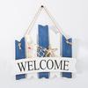 Coastal Welcome Door Sign Nautical Beach Theme Wooden Hanging Plaque with Rope Rustic Door Hanger for Front Door Patio Wall Decor