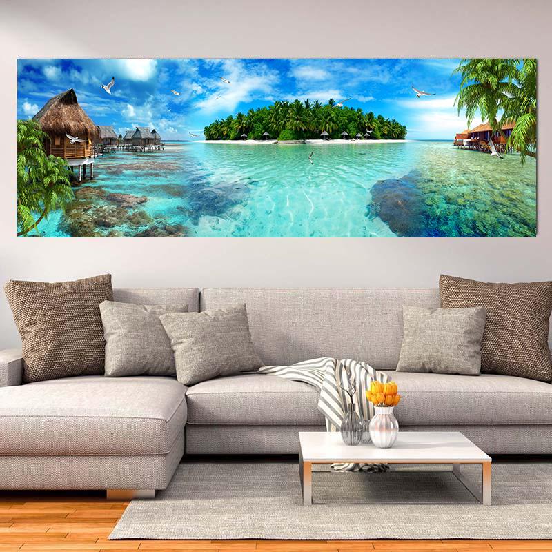 Sea Beach Landscape Canvas Painting Canvas Poster Print Canvas Wall Art Picture