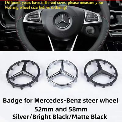 52/58mm Car Steering Wheel Hollow Logo 3D ABS Logo Badge Is Suitable for AMG GLK W202 W204 W210 W211 W212 W220.