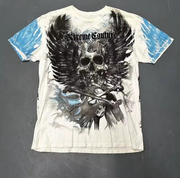 Cross-border new gothic unisex T-shirt top, short-sleeve T-shirt, Y2K trendy brand skull top, short-sleeve