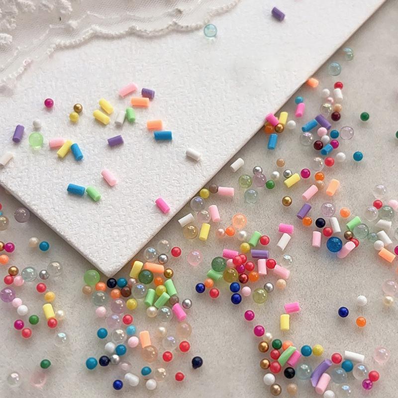 1Box Mini Macaron Bubble Nail Beads Charm 3D Full Color Resin Candy Caviar Nail Beads Decoration Diy Nail Accessories