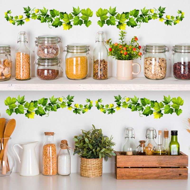 Naklejka Ścienna Samoprzylepna Zdejmowalna Zielona Roślina Pnącze Liście Naklejka Ścienna do Salonu Sypialni Dekoracji Domu