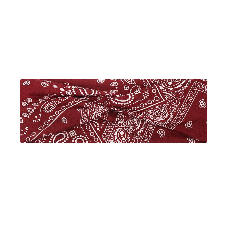 Cross-border Paisley Cotton Headband: Elastic, Washable, Perfect for Yoga & Sports.