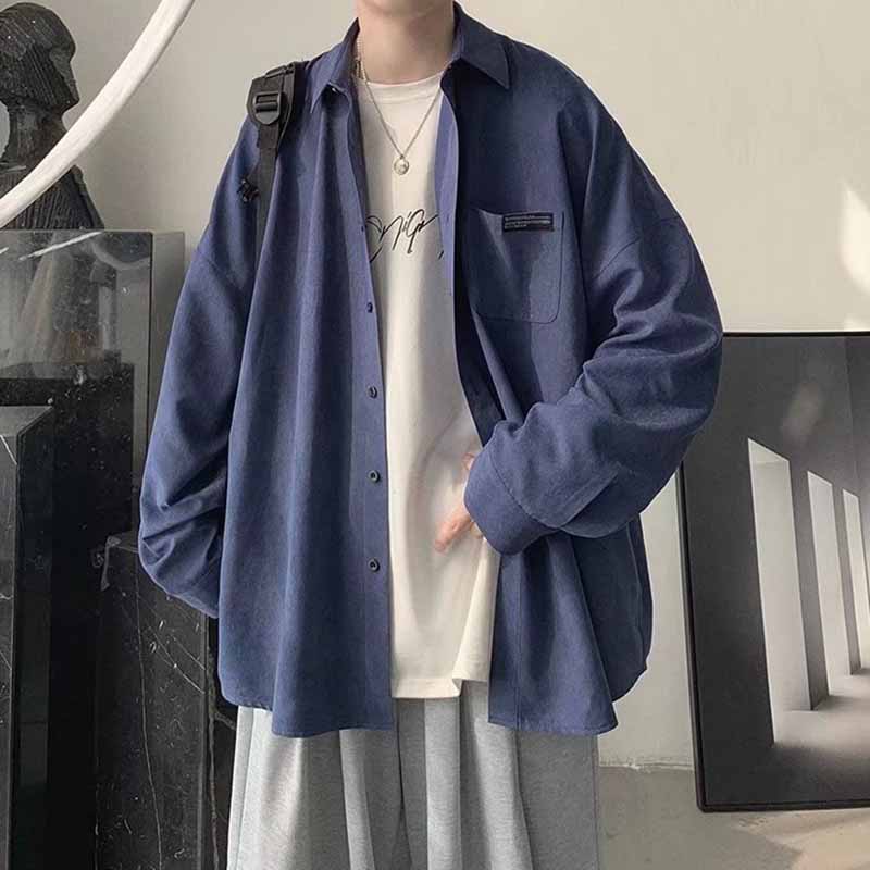 Men's Shirt Multi-color Men's Spring and Autumn Korean Fashion Long-sleeved Shirt Coat