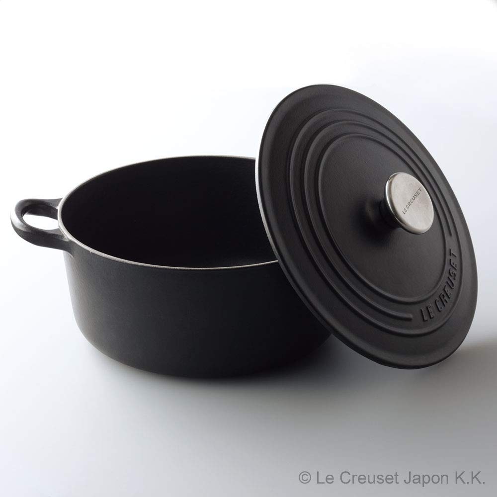 Le Creuset Cast Iron Enamel Cocotte Japonaise 24cm Matte Black and Oven Compatible Japanese - Gas, Induction, [Official Retailer]
