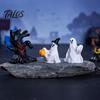 Talos 3Pcs Halloween Mini Resin Figurines, Miniature Pumpkin Ghost Grim Reaper Castle Statue for Spooky Fairy Garden, Haunted House, Micro Landscape