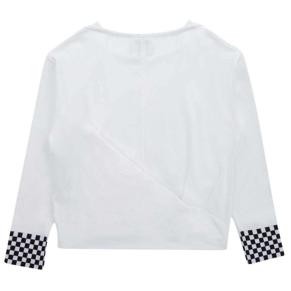 PIGC Women'S Check Pattern Shirred Knit White (Lfc230131)