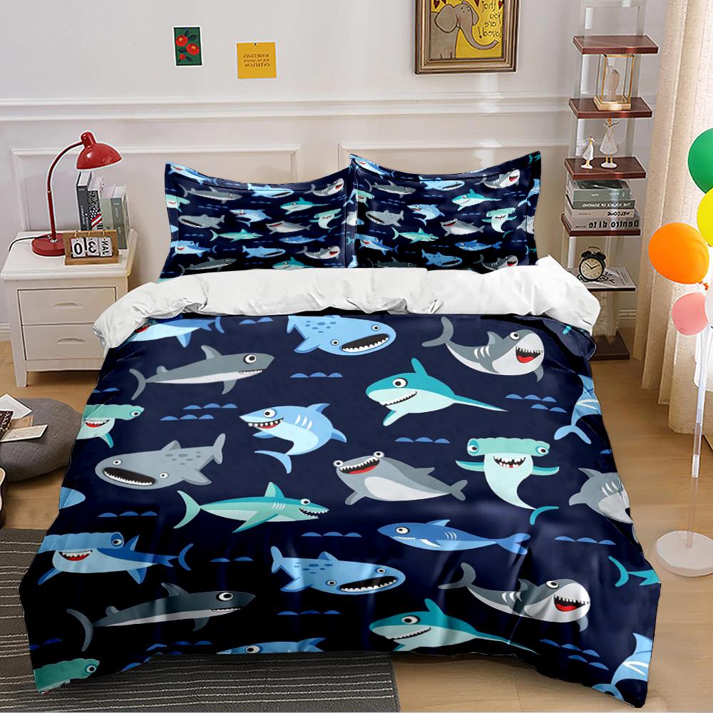 Shark Pattern Bedding Set Bedding set (1 duvet cover, 2 pillowcases, duvet not included)