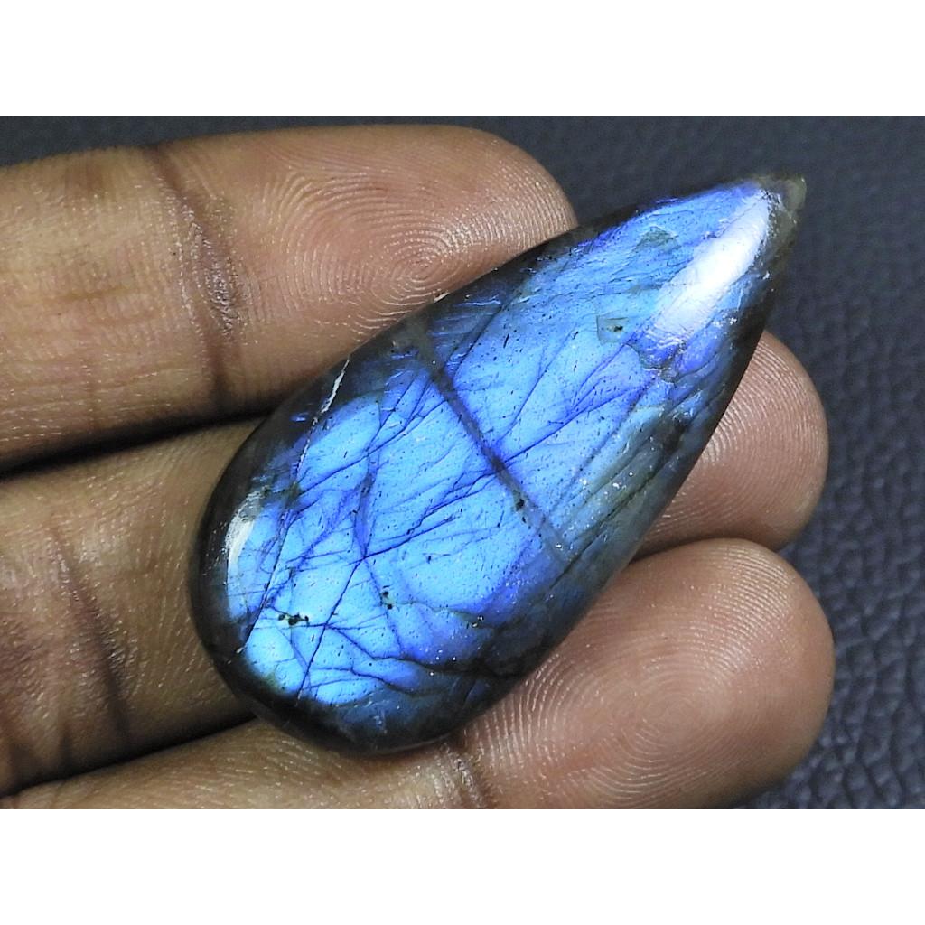 

67Cts. Natural Labradorite Blue Fire Pear Cabochon Loose Gemstone 22X48X12MM B-24