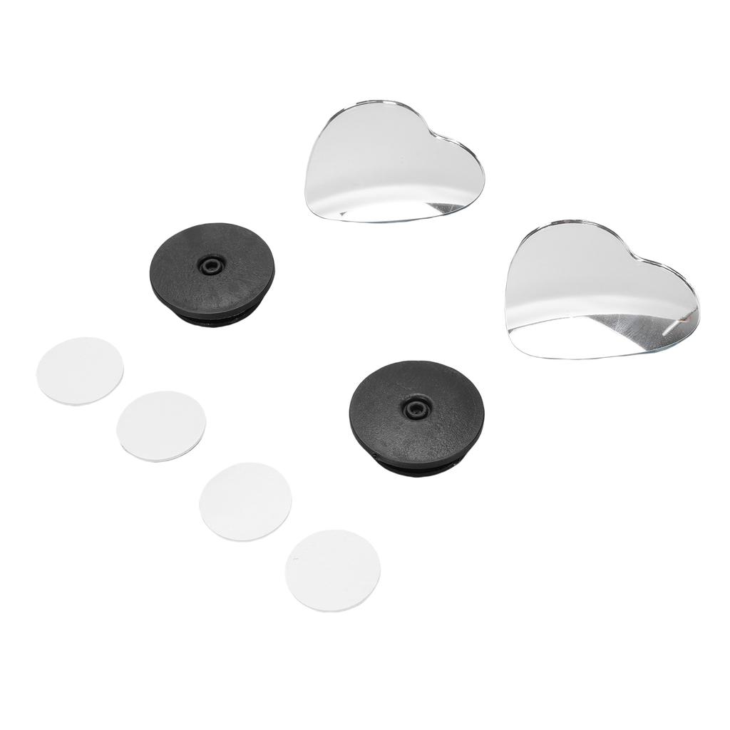 4 Stück Herz Totwinkelspiegel HD Glas Rahmenlose Konvexe Rückspiegel Außenzubehör mit