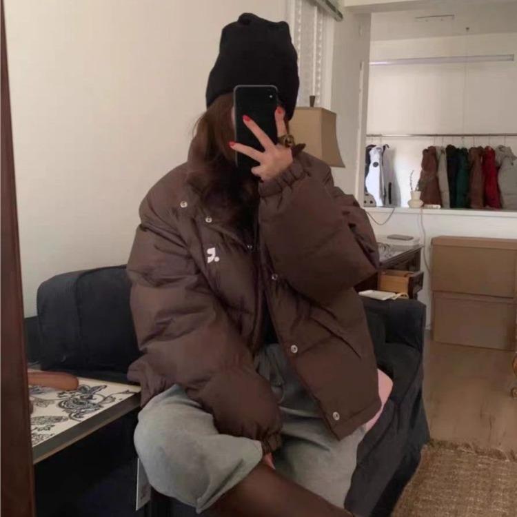 Pink Korean Bread Jacket Women Short Loose Stand Collar Thick Cotton Coat
