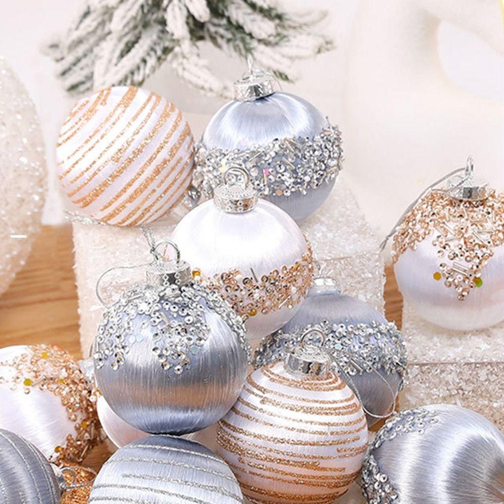 6pcs Foam Velvet Christmas Balls Shatterproof Christmas Tree Pendant  Hotel Office Decor